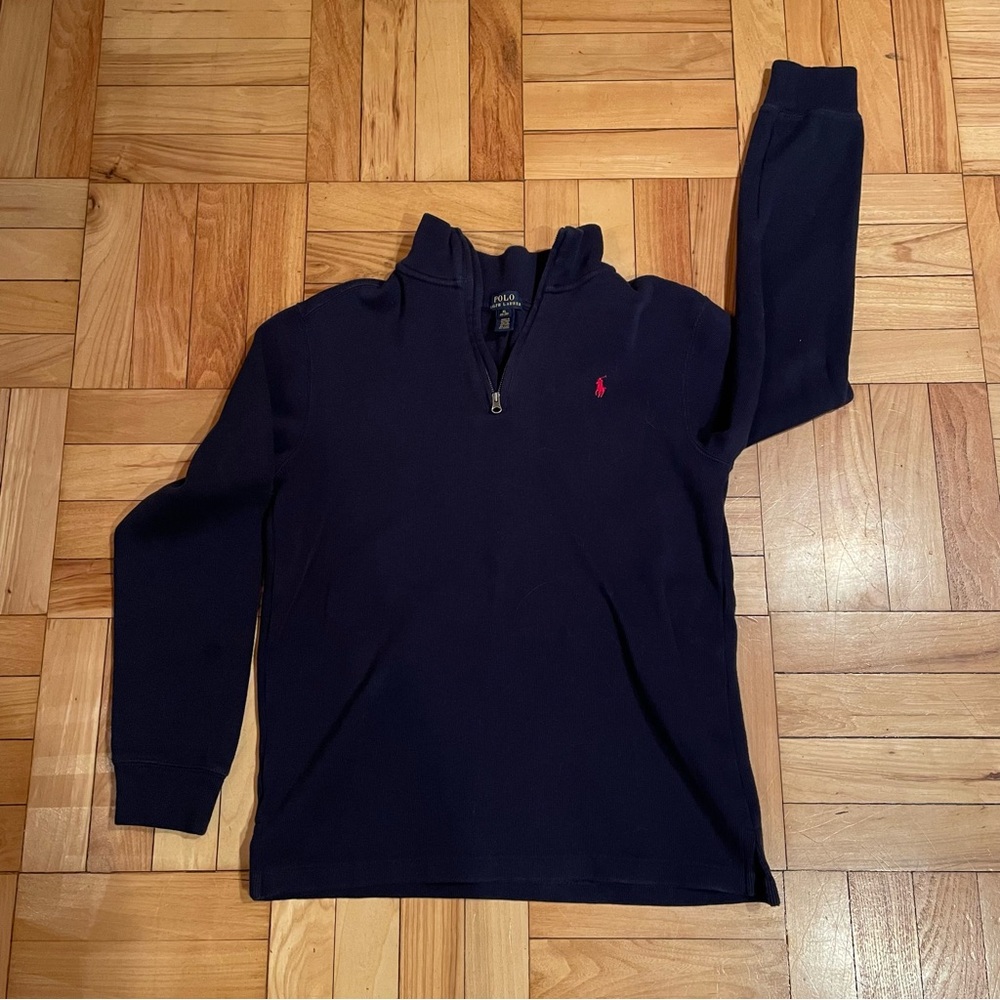 Kids, male 1/4 zip navy blue long sleeve, XL (18-20)